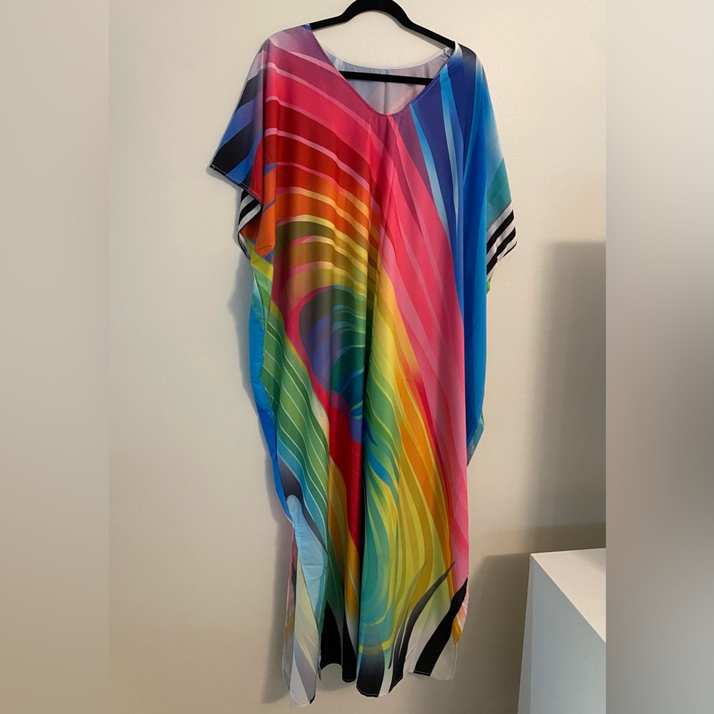 Colorful Striped Kaftan Dress